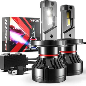 H4 LED Headlight Bulb, OUSHI 110W 2x10000LM Extremely Bright 6500K Xenon White High Power Canbus Error Free 9003 HB2 Hi/Lo Beam LED Headlights Conversion Kits