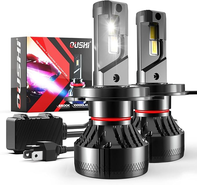 H4 LED Headlight Bulb, OUSHI 110W 2x10000LM Extremely Bright 6500K Xenon White High Power Canbus Error Free 9003 HB2 Hi/Lo Beam LED Headlights Conversion Kits