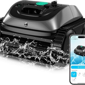 WYBOT C1 pool robot with battery intelligent route planning, fully automatic pool cleaner floor, waterline, and wall cleaning, powerful triple motor runs for 150 minutes, 150 ㎡ grey