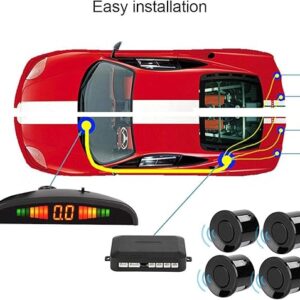 Car Distance Detection System 4 Parking Sensors Buzzer Car Reverse Backup