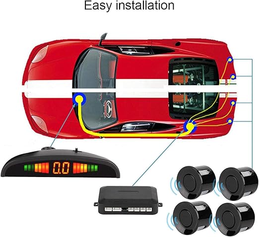 Car Distance Detection System 4 Parking Sensors Buzzer Car Reverse Backup