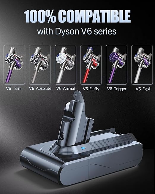 6000 mAh V7 Replacement Battery for Dyson V6 Battery Compatible with DC62 DC58 DC59 DC61 Animal DC72 DC74 SV03 SV05 SV06 SV07 SV09 Handheld Vacuum Cleaner - Image 7