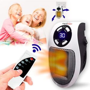 500W – Official Booster Heater, Fan Heater, Electric Wall Heater with Low Consumption, Programmable, Ceramic, Portable, Light and Compact, Remote Control, Fan Heater