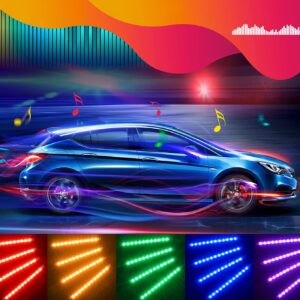 Govee Car LED Lights, Smart Interior Lights with App Control, RGB Inside Car Lights with DIY Mode and Music Mode, 2 Lines Design for Cars with Car Charger, DC 12V