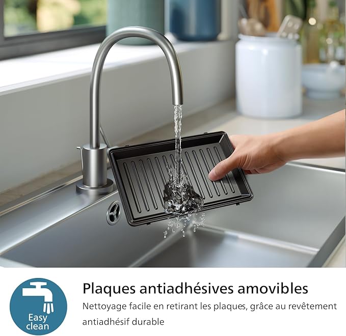 Philips Sandwich Maker Series 5000-3 Plate Sets for Paninis, Sandwiches and Waffles, Non-Stick Grill Plates, Cut and Seal, 750W Power, Black - Image 6