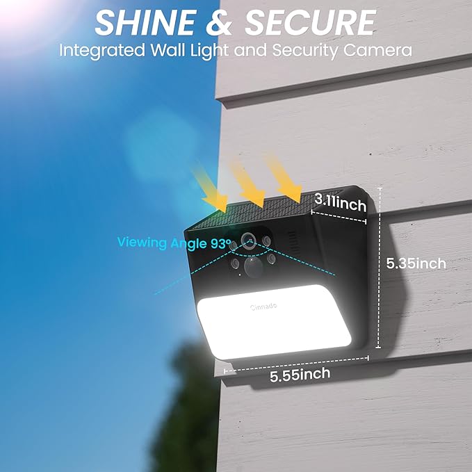 Cinnado Outdoor Camera Wireless-2K Solar Wall Light Cameras for Home Security with AI Motion Detection, Waterproof,Motion Activated Light, Siren Alarm Cloud/SD Storage, S2 (2, Black) - Image 9