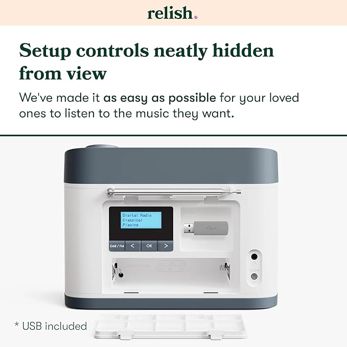 Relish - Simple Portable DAB/DAB+/FM Radio and MP3 Music Player for Seniors, those with Dementia, Alzheimer’s or Visually Impaired – USB, Large Buttons, Simple Design, Easy to Use - Image 7