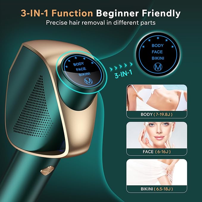 Laser Hair Removal Device, Super Fast Flash IGBT Technology IPL Hair Removal Device, MAX 19.8J Energy & 3-in-1 Painless Epilators for Women/Men - Unlimited Flashes - Image 7
