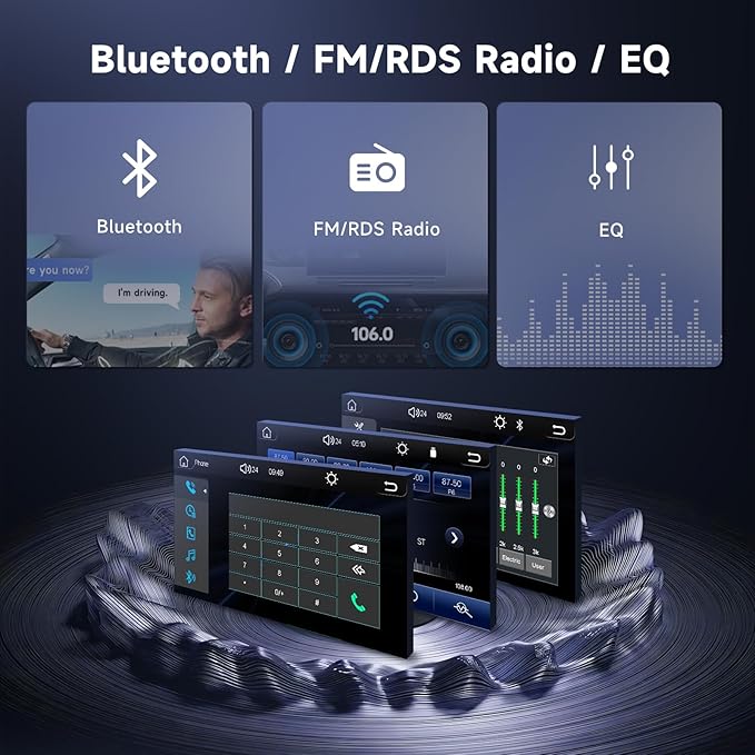 Hodozzy Car Stereo Single Din Automatic Flip Out with Wireless CarPlay Android Auto, 7 Inch Touch Screen Car Radio with Bluetooth 1 Din Mirror Link, EQ SWC, USB/AUX MIC, FM/RDS Radio+ Reversing Camera - Image 5