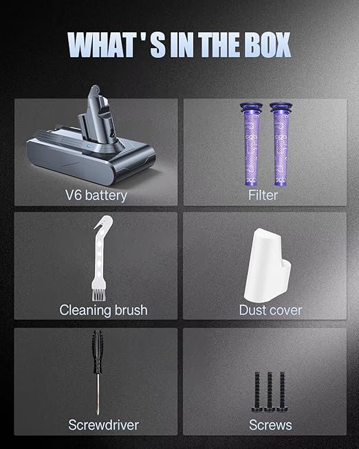 6000 mAh V7 Replacement Battery for Dyson V6 Battery Compatible with DC62 DC58 DC59 DC61 Animal DC72 DC74 SV03 SV05 SV06 SV07 SV09 Handheld Vacuum Cleaner - Image 4