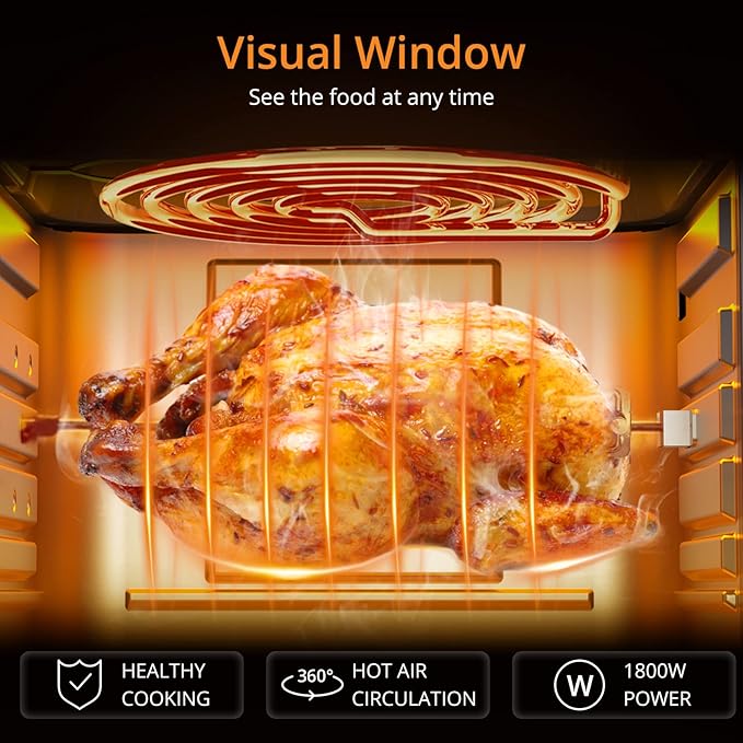 18L Hot Air Fryer XXL, 1800W Hot Air Oven - Air Fryer - Fryer Without Oil - Hot Air Fryer with 7 Accessories, LED Digital Touch Screen, Visualised Window - Acekool Air Fryers FT1 - Image 5