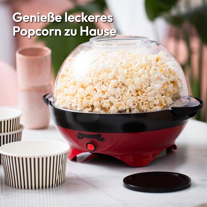 Gadgy Popcorn Machine Large - Retro Popcorn Maker 5 L - Popcorn Maker with Non-Stick Coating and Removable Heating Surface - Popcorn Machine Red - Popcorn Machine 800 W - Popcorn Machine - Image 3