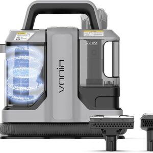 Vonia Carpet Cleaner & Upholstery Cleaner - Powerful 450W Wash Vacuum Cleaner with 11 kPa Suction Power, 2 Attachments & 1.2 m Hose - Grey - Ideal for Car, Sofa, Carpets & Upholstery