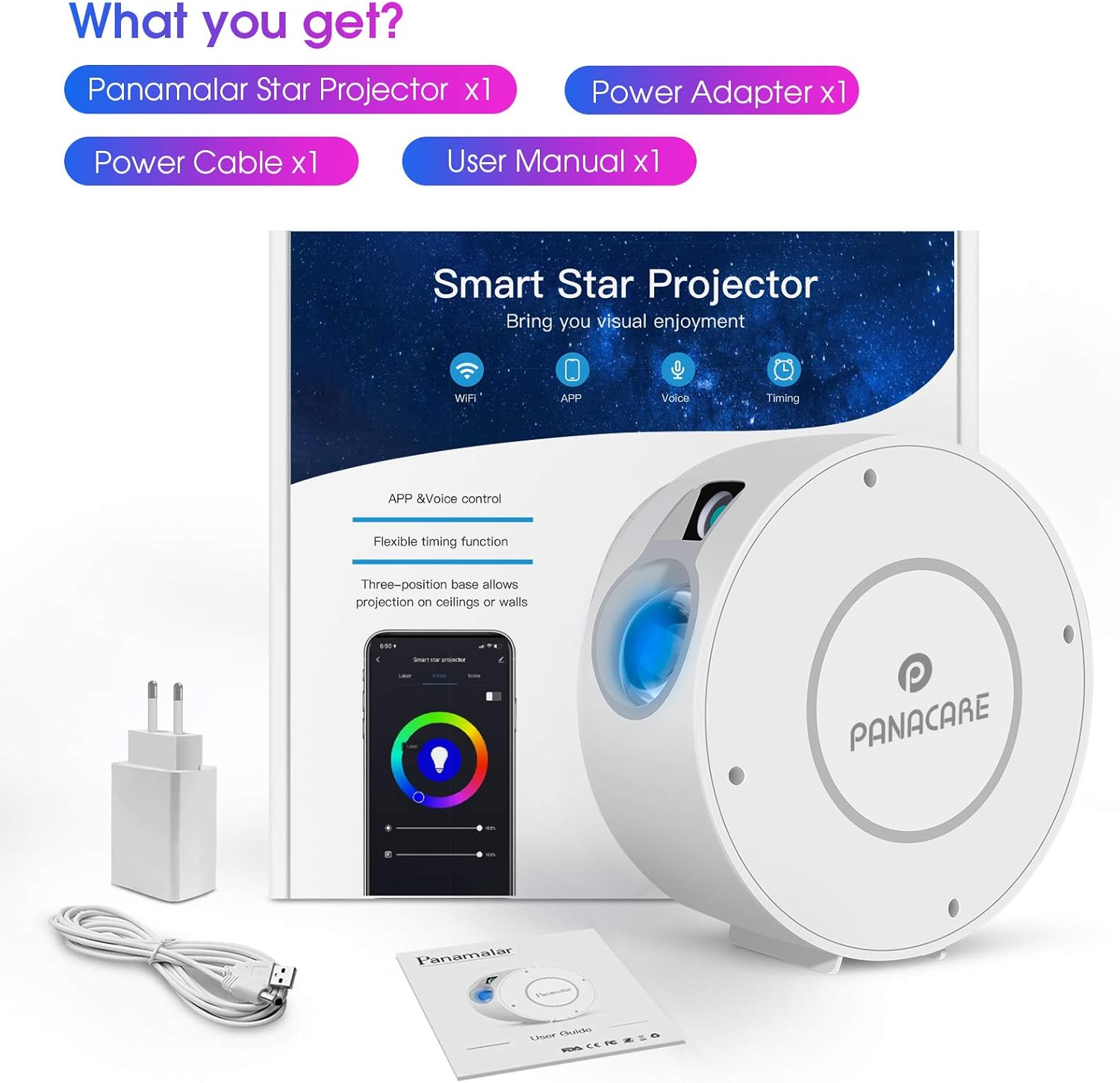 WLAN Galaxy Starlight, LED Afterlight Projector with App Control/Timer/Alexa and Google Home Voice Control, Star Projector Afterlight for Kids, Party, Gift - Image 4