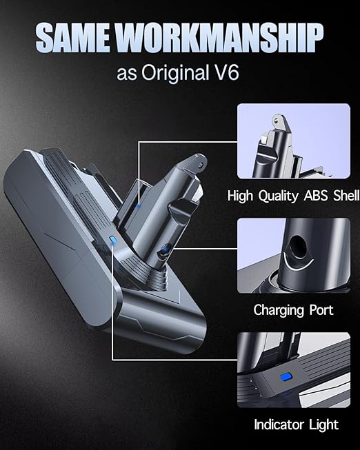 6000 mAh V7 Replacement Battery for Dyson V6 Battery Compatible with DC62 DC58 DC59 DC61 Animal DC72 DC74 SV03 SV05 SV06 SV07 SV09 Handheld Vacuum Cleaner - Image 5