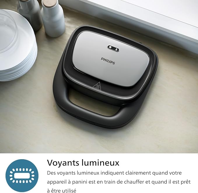 Philips Sandwich Maker Series 5000-3 Plate Sets for Paninis, Sandwiches and Waffles, Non-Stick Grill Plates, Cut and Seal, 750W Power, Black - Image 5