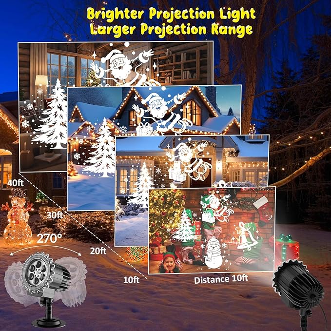 Projector Lights for Decoration - Adjustable IP65 Waterproof LED Projector with Santa and Snowman for Indoor and Outdoor Party - Image 6
