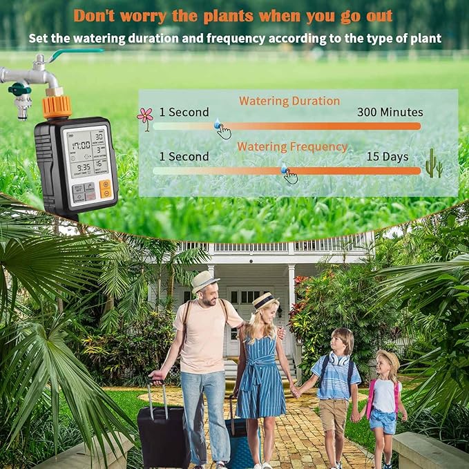 Watering Computer with 3 Inch Screen, Watering Clock with Automatic Irrigation, Rain Delay, Manual Control and Child Lock - Image 9