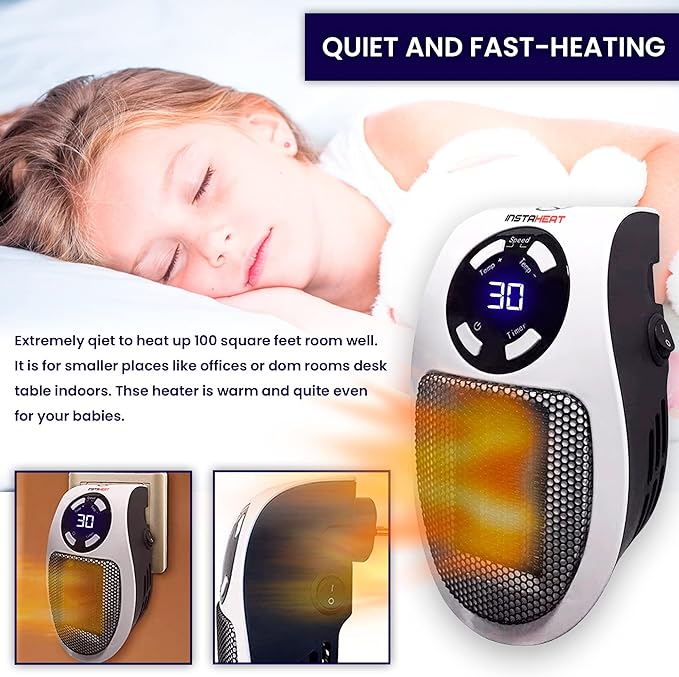 500W – Official Booster Heater, Fan Heater, Electric Wall Heater with Low Consumption, Programmable, Ceramic, Portable, Light and Compact, Remote Control, Fan Heater - Image 4