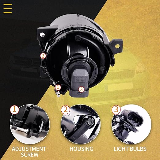 Fog Lights for Volkswagen GTI/Volkswagen Jetta 2006 2007 2008 2009 2010, Premium (VW GTI/Jetta) Fog Lamps Replacement, 1 Pair (Smoke Lens) - Image 3