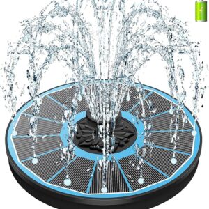 Solar Fountain for Bird Bath, Working On Cloudy Day Solar Water Fountain with 3.5W Glass Solar Panel 2000mAh Battery 4 Fixer 7 Nozzles Solar Fountain Pump