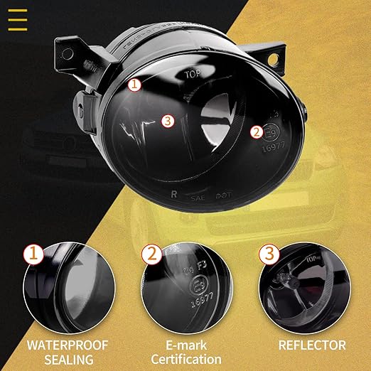 Fog Lights for Volkswagen GTI/Volkswagen Jetta 2006 2007 2008 2009 2010, Premium (VW GTI/Jetta) Fog Lamps Replacement, 1 Pair (Smoke Lens) - Image 4