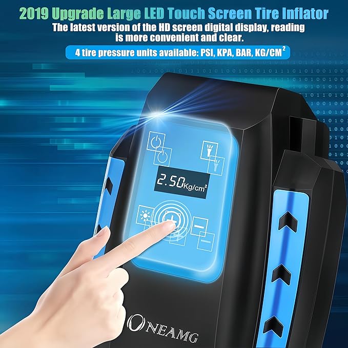 Portable Air Compressor 12 V, 120 W Car Tyre Inflator, Electric Air Compressor with Digital Display and LED Light, 3 m Cable for Car Bicycle (Blue) - Image 9