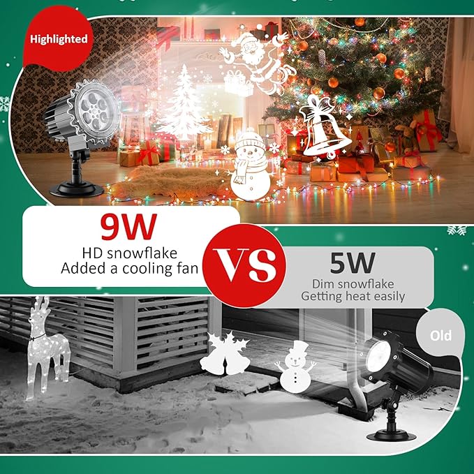 Projector Lights for Decoration - Adjustable IP65 Waterproof LED Projector with Santa and Snowman for Indoor and Outdoor Party - Image 3