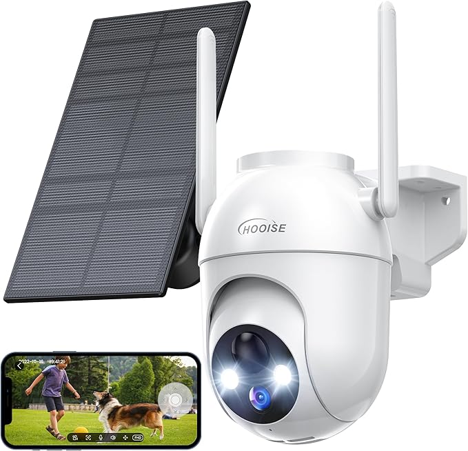 HOOISE PTZ Solar Powered Security Camera (Model: DM324).