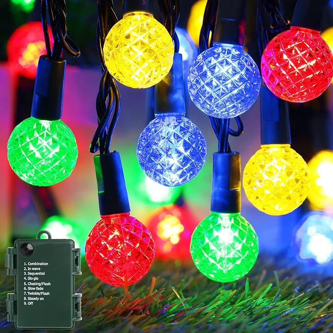 Extrastar Globe String Lights Battery Operated 8 Modes Colorful LED Outdoor String Lights, 34ft 100 LEDs Waterproof Ball Fairy Lights for Outdoor Indoor Holiday Wedding Party Garden Decoration - Image 3
