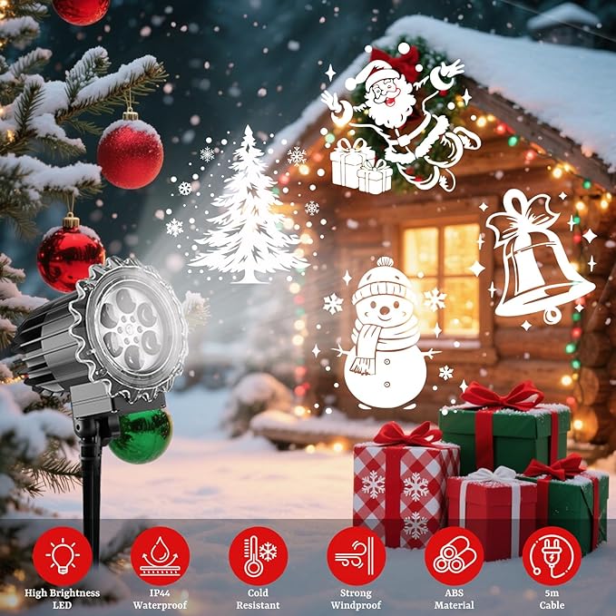 Projector Lights for Decoration - Adjustable IP65 Waterproof LED Projector with Santa and Snowman for Indoor and Outdoor Party - Image 7
