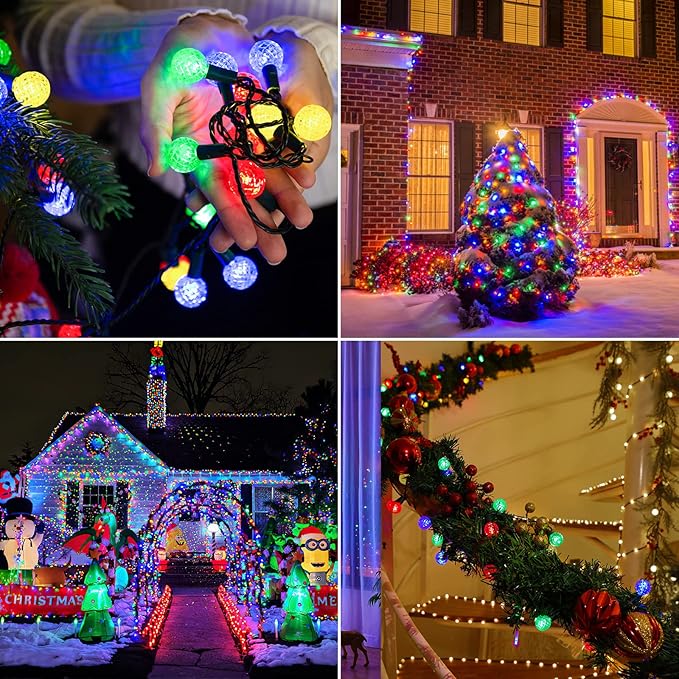 Extrastar Globe String Lights Battery Operated 8 Modes Colorful LED Outdoor String Lights, 34ft 100 LEDs Waterproof Ball Fairy Lights for Outdoor Indoor Holiday Wedding Party Garden Decoration - Image 9
