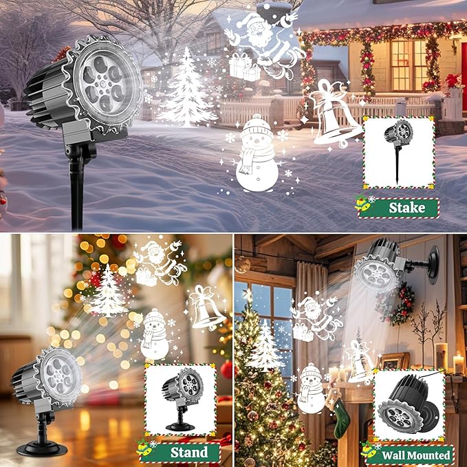 Projector Lights for Decoration - Adjustable IP65 Waterproof LED Projector with Santa and Snowman for Indoor and Outdoor Party - Image 4