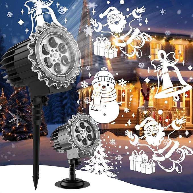 Projector Lights for Decoration - Adjustable IP65 Waterproof LED Projector with Santa and Snowman for Indoor and Outdoor Party