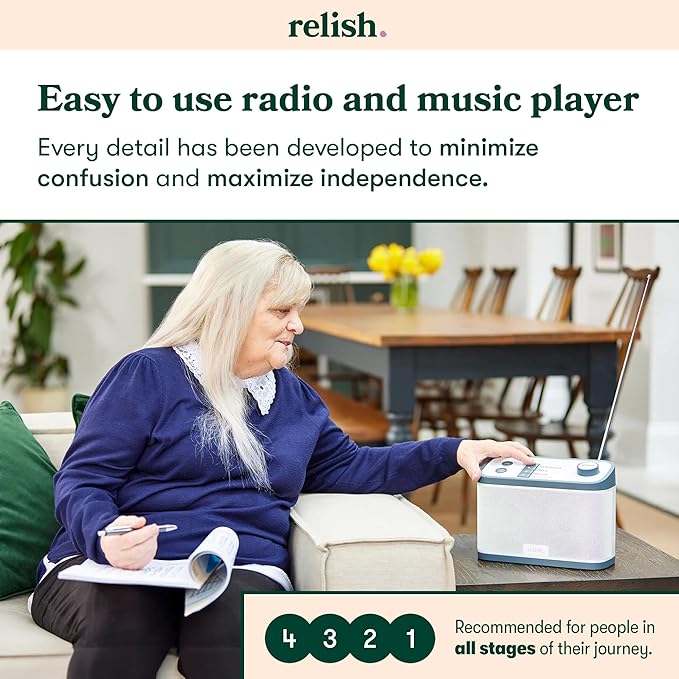 Relish - Simple Portable DAB/DAB+/FM Radio and MP3 Music Player for Seniors, those with Dementia, Alzheimer’s or Visually Impaired – USB, Large Buttons, Simple Design, Easy to Use - Image 9