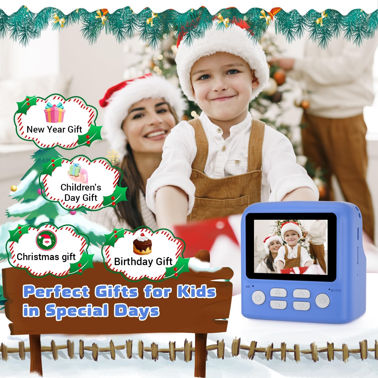 Kids Camera Instant Print for Boys, Digital Camera with 3 Rolls Print Paper & 32G TF Card, Selfie Video Camera with Color Pens for DIY, Christmas Birthday Gift for 3-12 Years Old Kids - Image 9