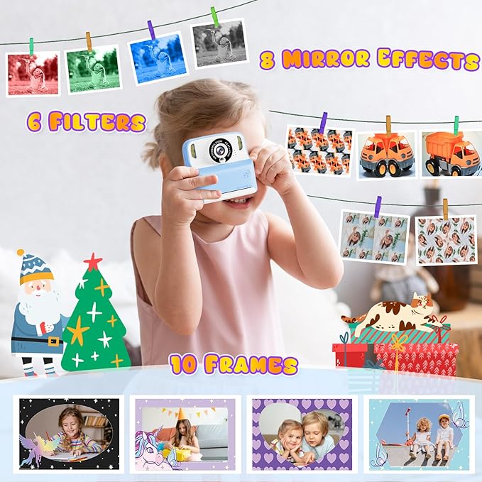 Kids Camera Instant Print for Boys, Digital Camera with 3 Rolls Print Paper & 32G TF Card, Selfie Video Camera with Color Pens for DIY, Christmas Birthday Gift for 3-12 Years Old Kids - Image 7