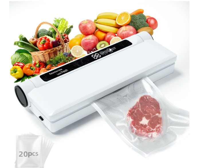 utomatic Vacuum Sealer for Food with 95 kPa Powerful Suction, Compact Food Sealer machine Starter Kit with 10 Vacuum Bags for Dry/Moist Food, Sous Vide, Meal Prep - Image 3