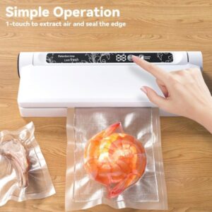 utomatic Vacuum Sealer for Food with 95 kPa Powerful Suction, Compact Food Sealer machine Starter Kit with 10 Vacuum Bags for Dry/Moist Food, Sous Vide, Meal Prep
