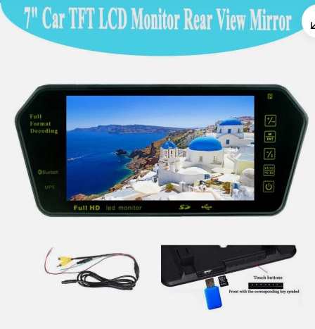 7" TFT LCD HD USB MP5 FM SD Car Rear View Bluetooth Mirror Monitor - Image 4