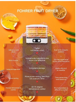 Fruit and Vegetable Dehydrator with 5 Adjustable Trays - Image 4