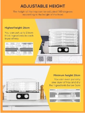 Fruit and Vegetable Dehydrator with 5 Adjustable Trays - Image 10