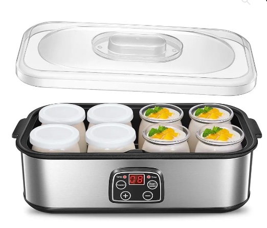 Yogurt maker with 8 glasses/lids, touch screen: perfect for organic, sweet, flavored, simple or sugar-free options for babies, kids and ideals - Image 5