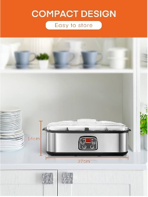 Yogurt maker with 8 glasses/lids, touch screen: perfect for organic, sweet, flavored, simple or sugar-free options for babies, kids and ideals - Image 2