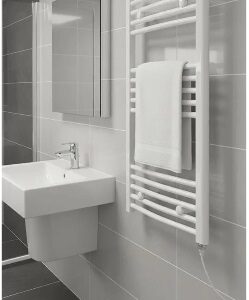 WHITE Straight Heated Towel Rail W500mm x H800mm Flat Central Heating Towel Radiator