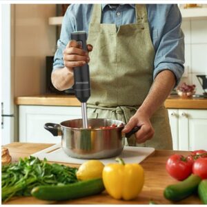 POYOCOM Cordless Variable Speed Hand Blender, POYOCOM Immersion Blender handheld Rechargeable, with Type-C Cable, Egg Whisk for Smoothies, Milkshakes, Sauces, Puree Baby Food and Soups – Black