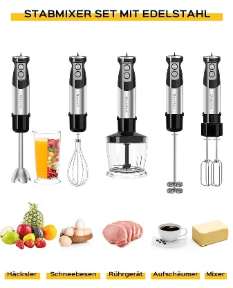 Benefast Multifunctional mixer: the hand mixer comes with 6 attachments