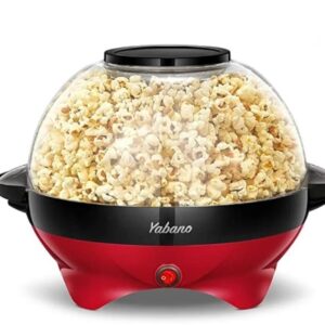 Popcorn Machine, 6-Quart Popcorn Popper maker, Nonstick Plate, Electric Stirring with Quick-Heat Technology, Cool Touch Handles (Red & Black)