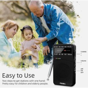 PRUNUS J-166 Portable Radio Battery Operated, AM FM Radio Pocket, Small Radio