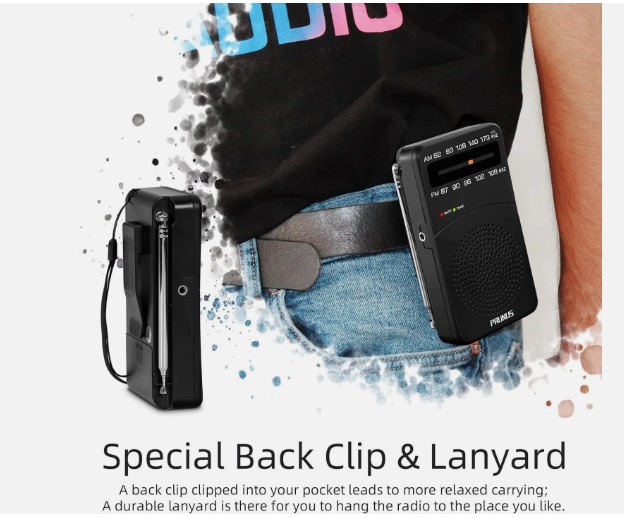 PRUNUS J-166 Portable Radio Battery Operated, AM FM Radio Pocket, Small Radio - Image 7